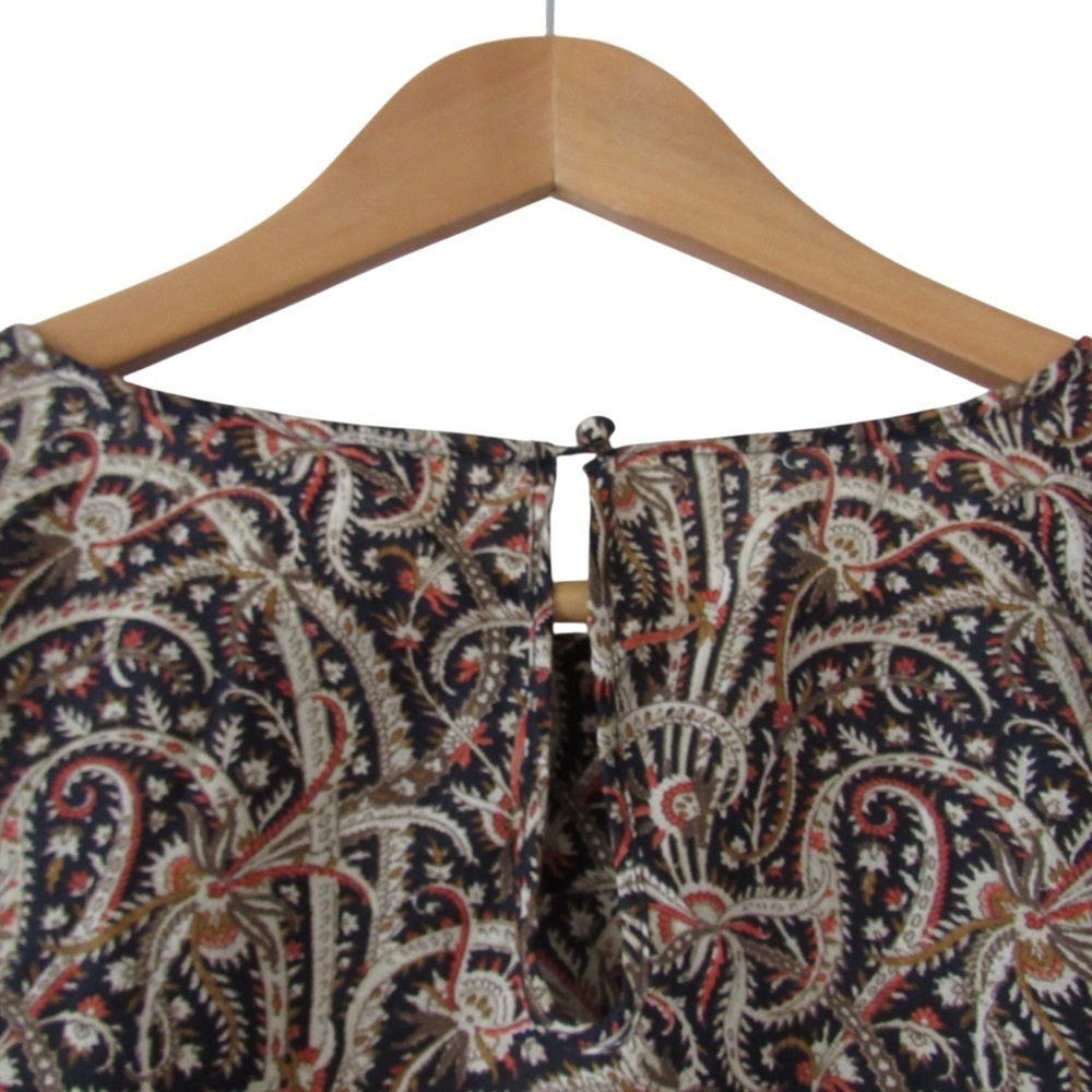 J Crew Talitha Silk Blouse 2 Paisley Floral Print Popover Keyhole Back Classic - Picture 6 of 8